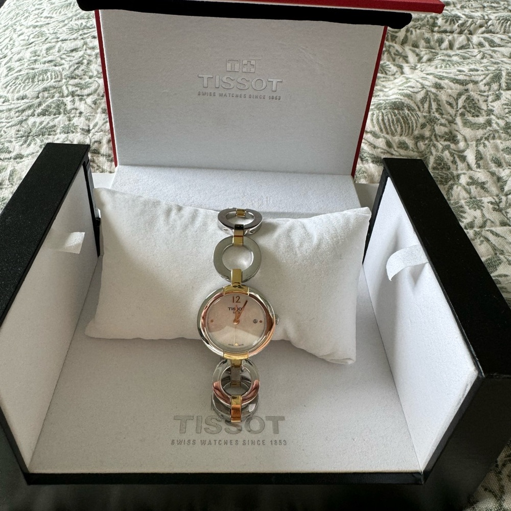 Tissot Women's Watch Swiss Quartz Mother of Pearl Dial Two Tone band T0842102…